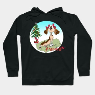 Cartoon Spaniel. Christmas. Hoodie